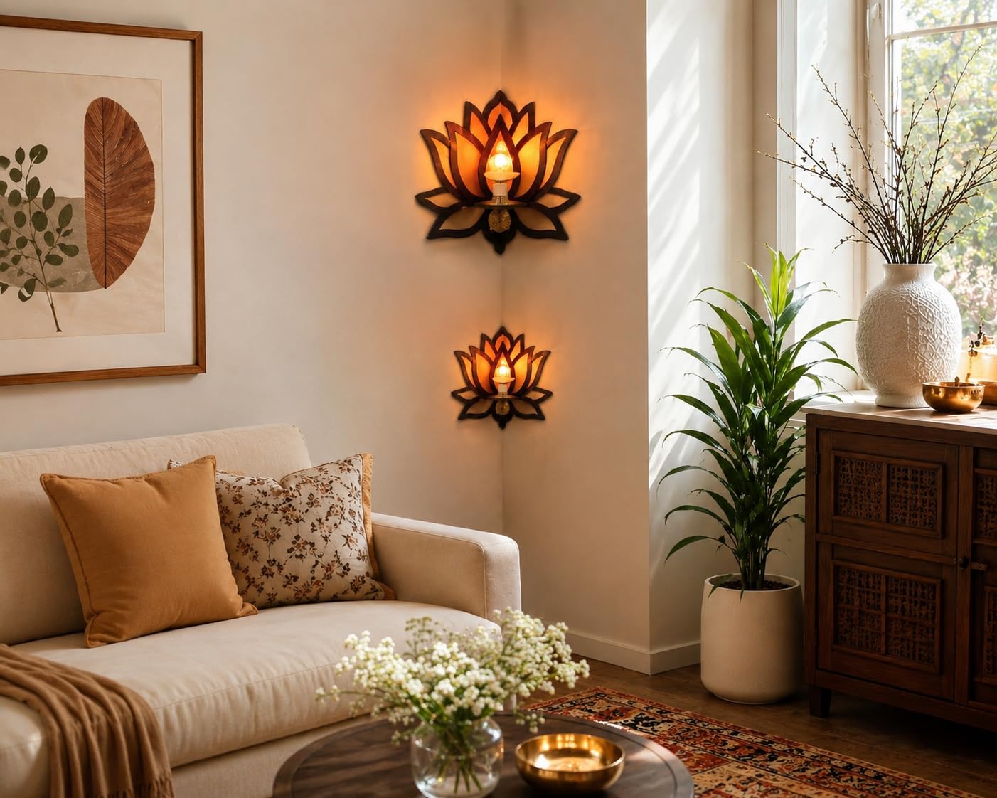 Lotus Corner Wall Shelf | Wooden Pooja Room Wall Decor | Decorative Corner Shelf for Home | Mandir Decor ShelfCorner Wall Decor for Home Temple | Spiritual Wall Hanging Decoration-image-27
