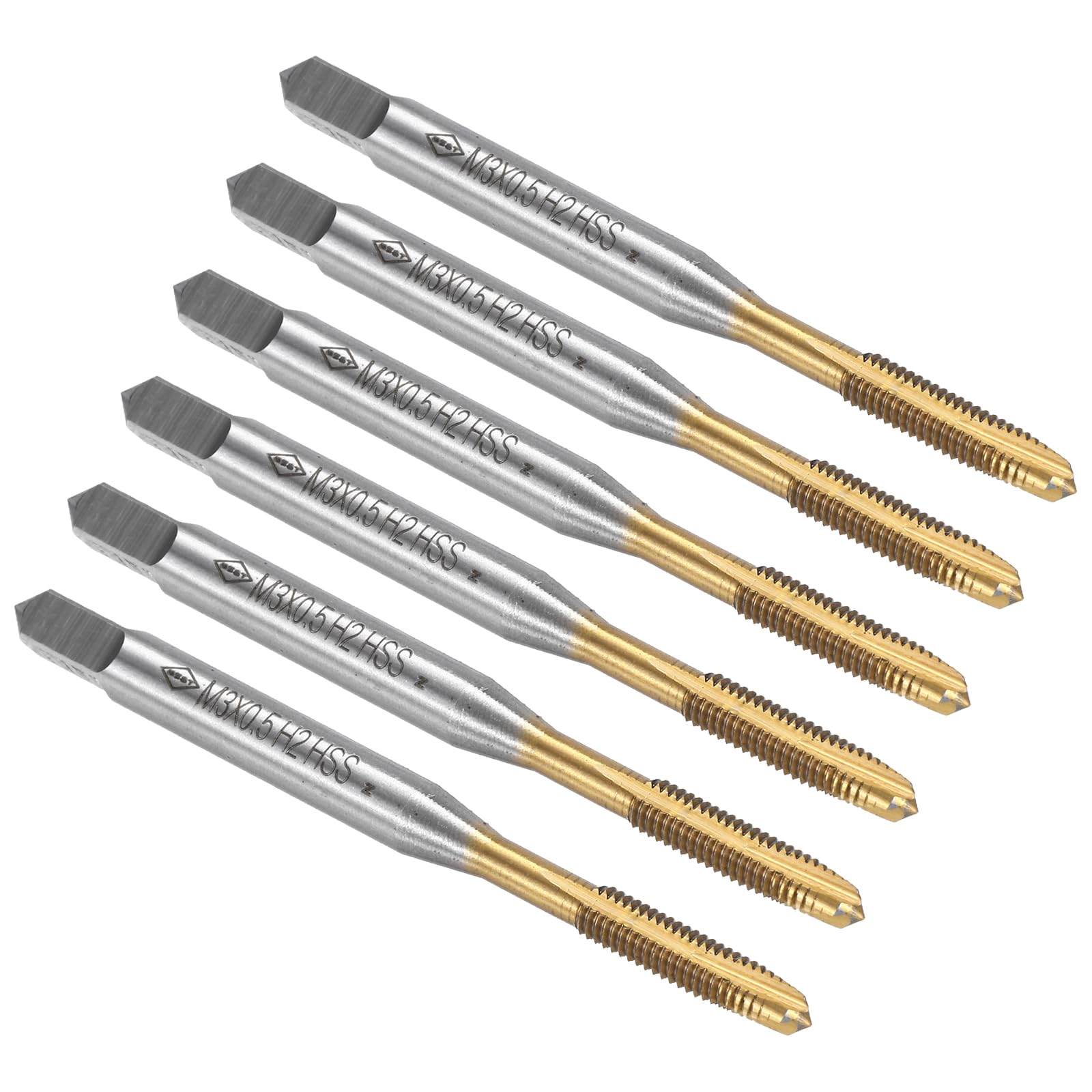 QUARKZMAN Maschio A Punta Spirale Filettatura M5 x 0.8 Filettatura, Filettatura Rettificata H2, Acciaio Rapido 6542, Rivestito In Titanio, Maschi Metrici Per Riparazione Filettatura, 6pz
