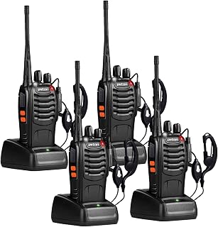 pxton Long Range Walkie Talkies for Adults & Kids - 16 Channels, Rechargeable 4-Pack with Earpieces, Flashlight, VOX Hands-Free