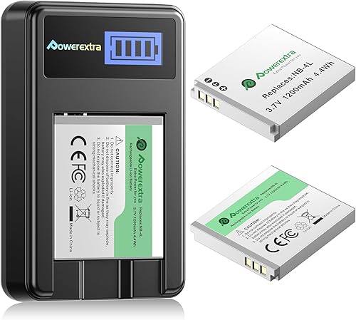 Paquete de 2 baterías NB-4L y cargador para Canon CB-2LV y ELPH 330 HS ELPH 300 HS VIXIA Mini ELPH 100 HS ELPH 310 HS Powershot SD1400 es SD750