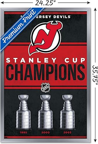 Miniatura 3 de Trends International NHL New Jersey Devils - Póster de pared de Champions 23, 22.37 x 34.00 pulgadas, versión enmarcada plateada