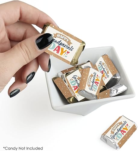 Miniatura 2 de Big Dot of Happiness Happy Grandparents Day – Mini Candy Bar Wrapper Stickers – Regalos pequeños para fiesta de abuela y abuelo – 40 unidades