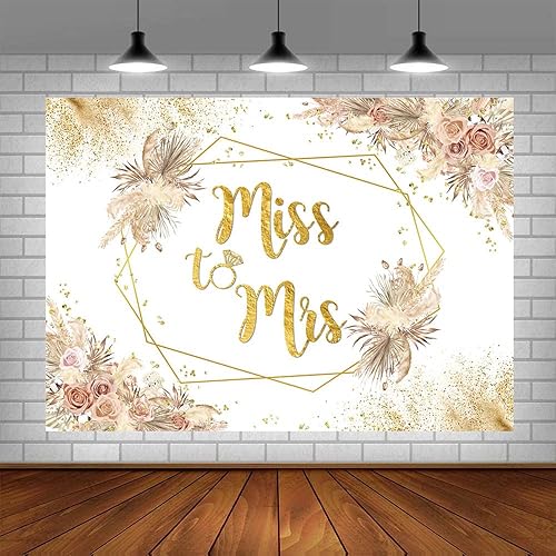 Miniatura 4 de SENDY Telón de fondo de 7 x 5 pies de Miss to Mrs Boho Chic Floral despedida de soltera Fotografía de fondo de boda, aniversario de boda, decoración