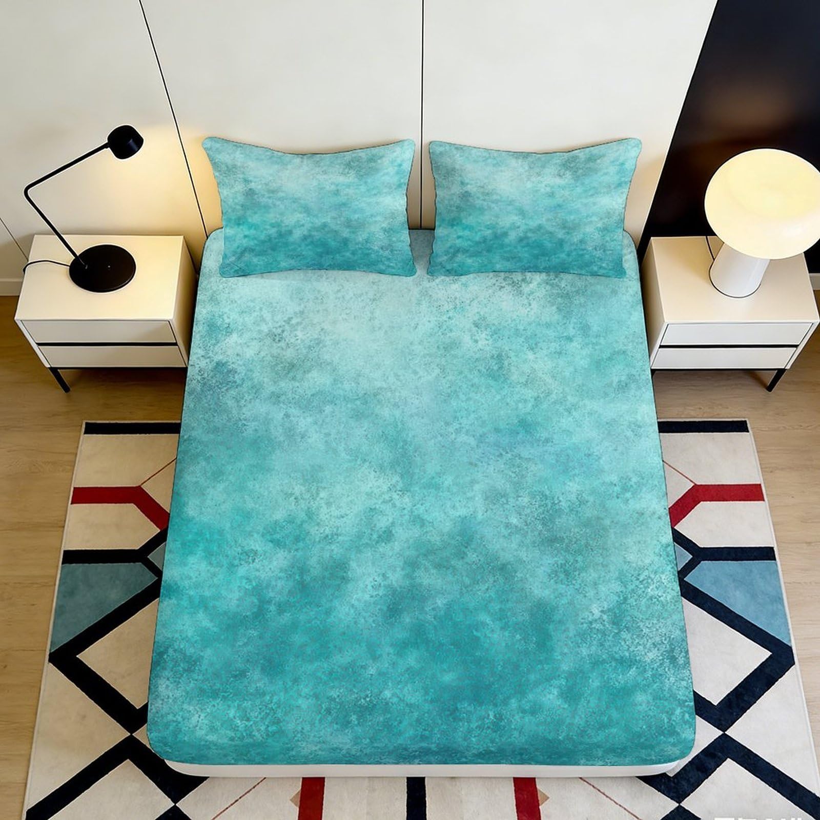 Jqzkxnhpbr Style-6 3D Printed Ocean Blue Fitted Sheet Microfiber Soft Gradient Clouds Mattress Cover For Bedroom Dorm Mattress Protection Decor 90X200x25cm