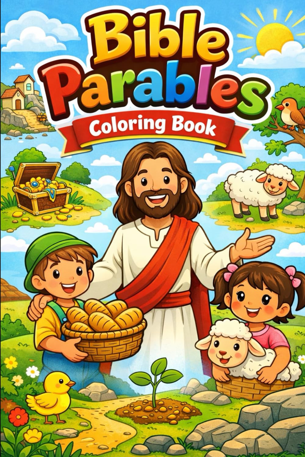 Bible Parables Coloring Book: A Faith-Filled Christian Coloring Book Teaching Kindness, Forgiveness & God’s Love