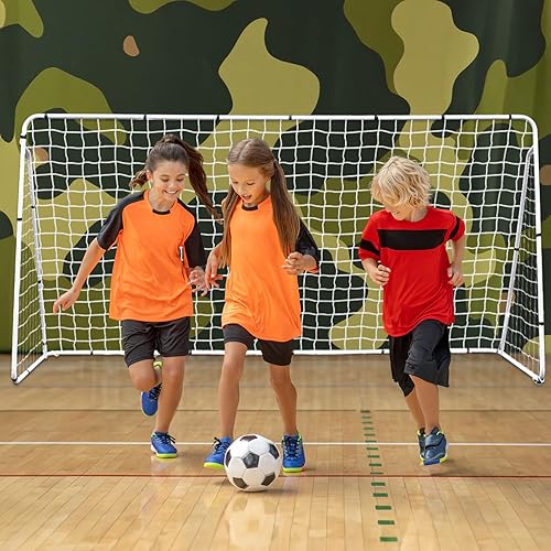 Miniatura 7 de Portería de fútbol portátil de 12 x 6 pies, marco de acero resistente con red para juego de fútbol en el patio trasero, deportes al aire libre,