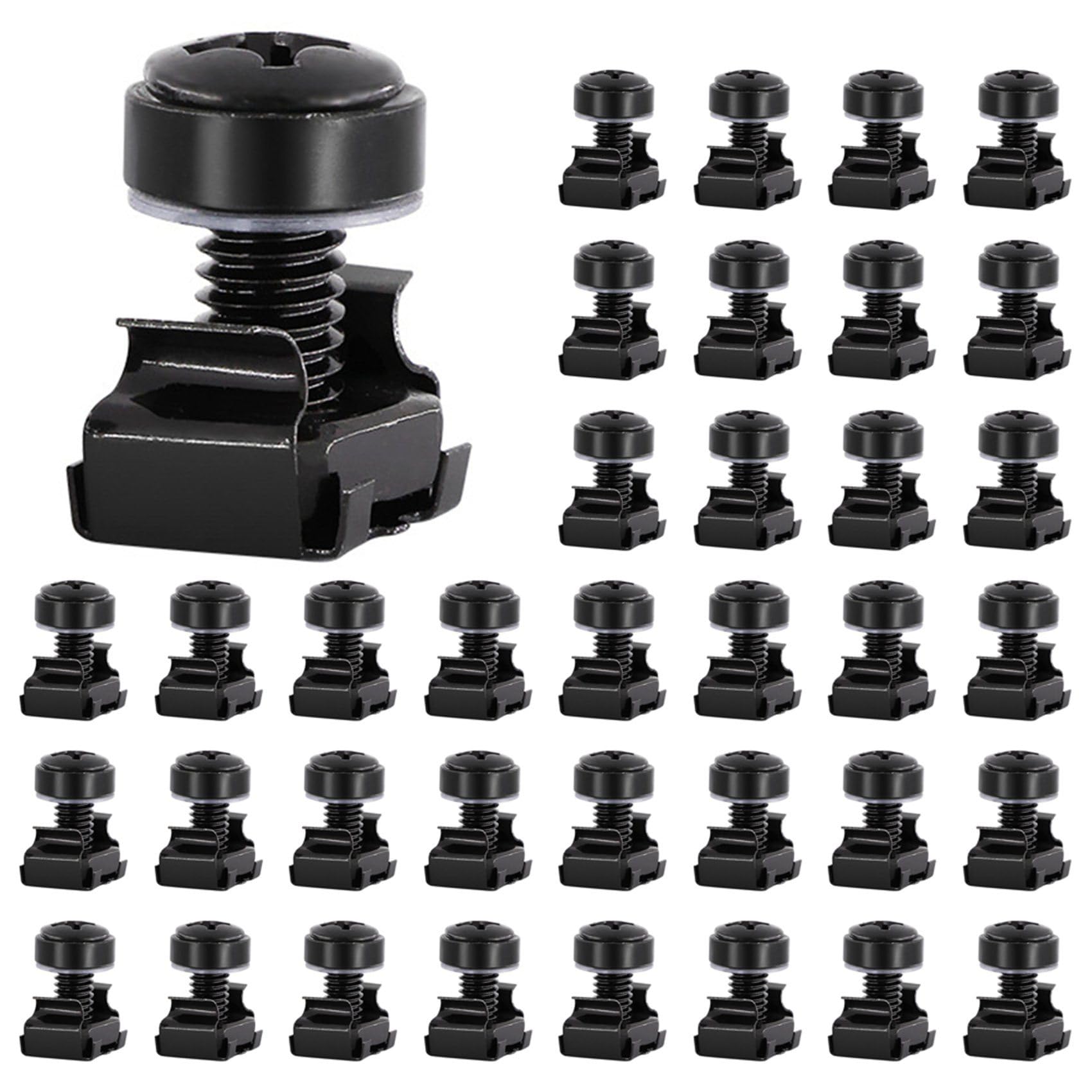 Ctrlzs Black 200Pcs M6x16mm Computer Rack Mount Cage Screws And Nuts & Washers For Rack Mount Server Cabinet