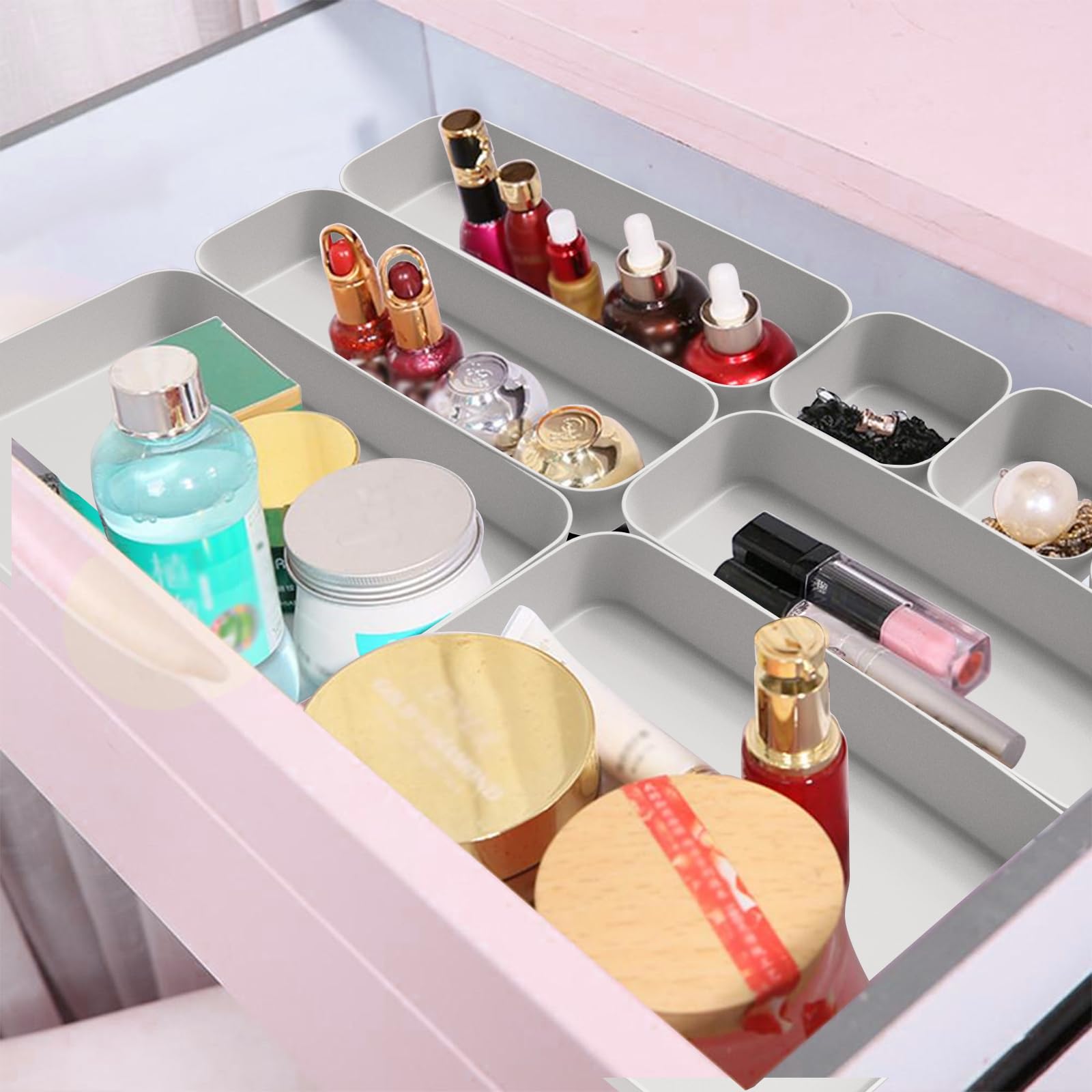 Cajones organizadores caja organizadora cajones sistema de organización 16 unidades cocina baño cosméticos almacenamiento especias organización Drawer plástico oficina escritorio separador con