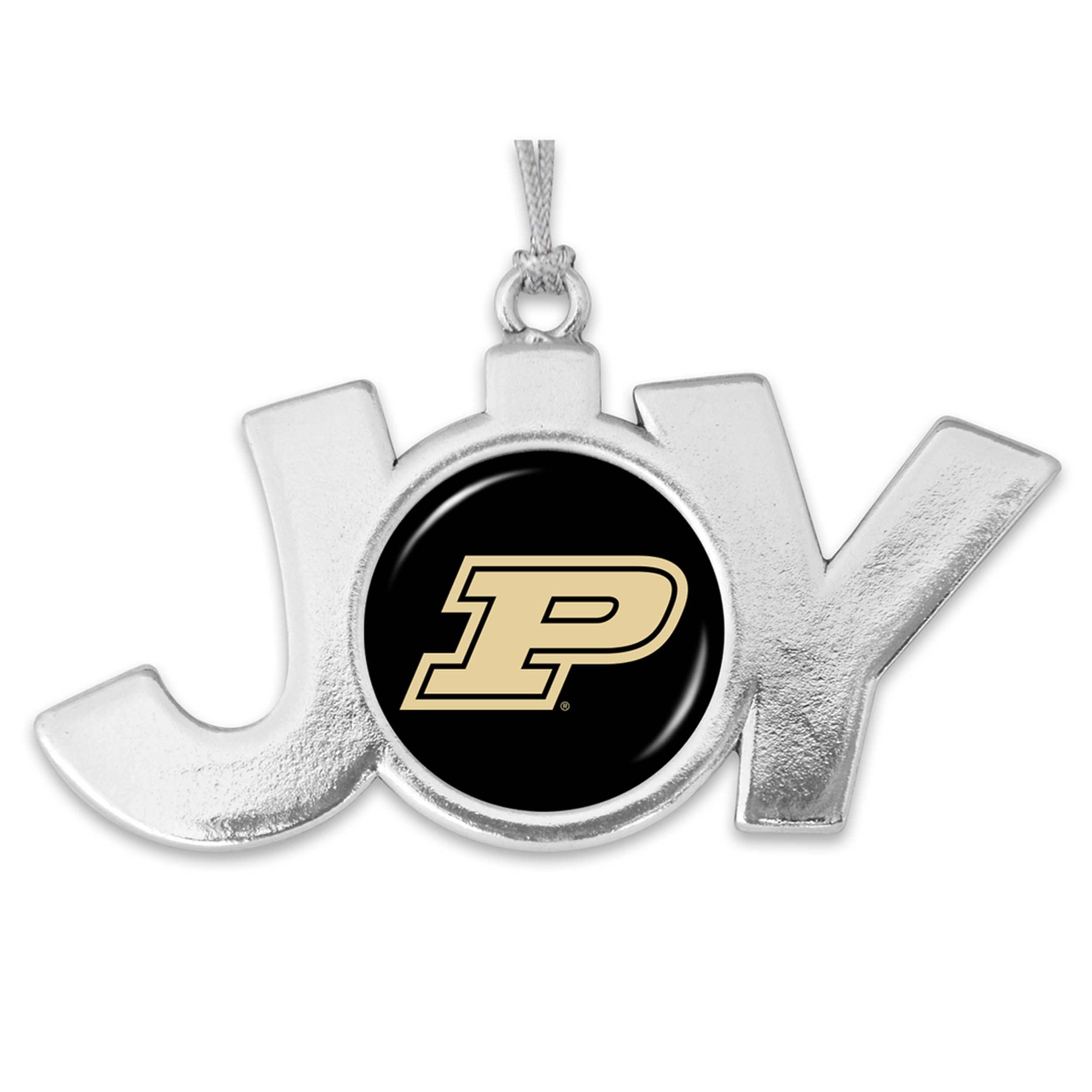 Purdue Joy with Team Logo Silver Metal Christmas Ornament Gift Tree Decoration