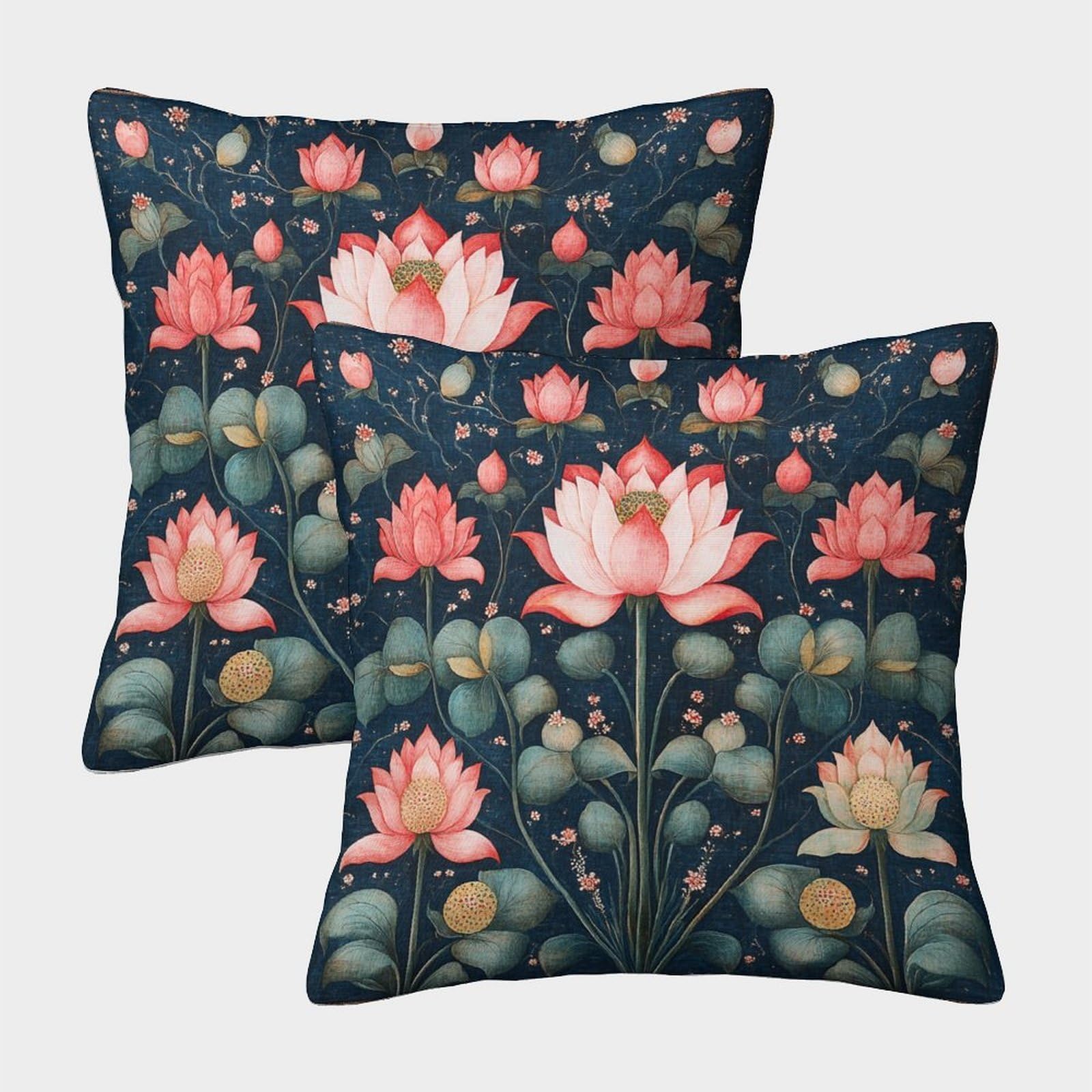 kaiyun 2 Pack Lotus- Floral Pattern Pillow Case 45x45cm Throw Pillow Case,Modern Decoration Pattern for Terrace Sofa Bedroom Indoor Outdoor Party