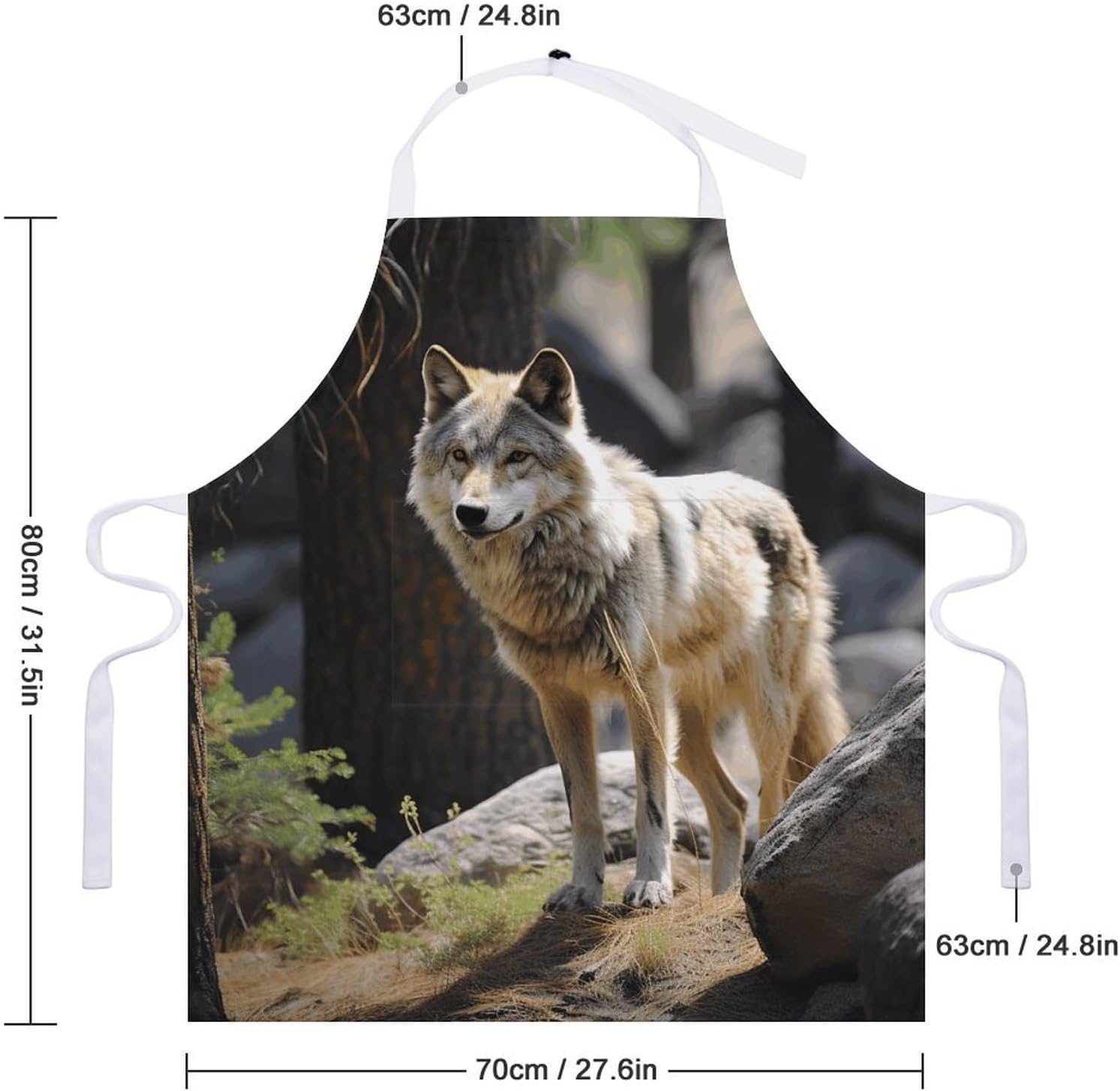 Wildlife Wolf Apron for Cooking Kitchen Chef Aprons with Pockets Unisex Professional Adjustable Bib Aprons Restaurant Waterdrop Resistant Apron for Men Women Waiter