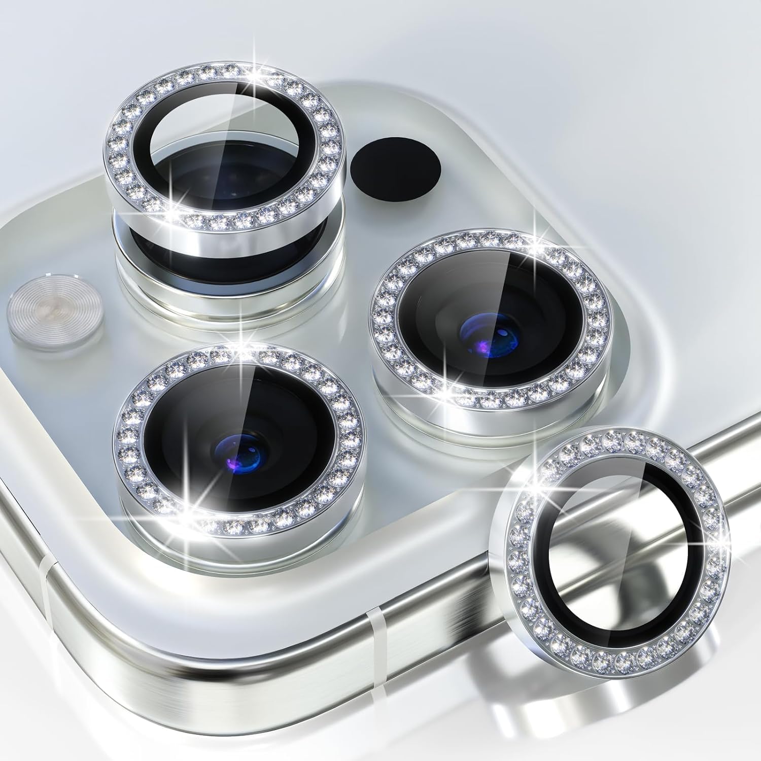 MVYNO Diamond Camera Lens Protector for iPhone 15 Pro & iPhone 15 Pro Max | Easy Installation & titanium Protection for Lens, Back Cases Friendly (iPhone 15 Pro, Silver) (B0CJM74W1P) Amazon Price History, Amazon Price Tracker