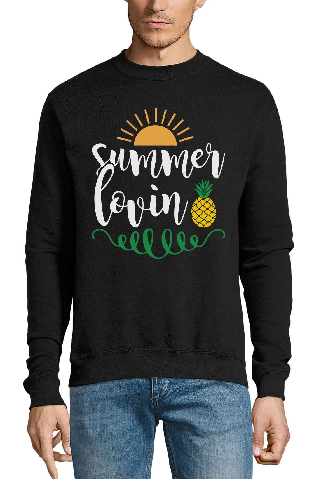 Pull ananas et soleil noir en coton idéal pour soirées d'été - 3