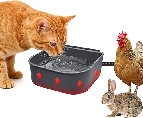 Miniatura 7 de Billionchains Cuenco de agua calentado para perros para exteriores, tazón de agua sin congelar, calentador de agua para mascotas con cable