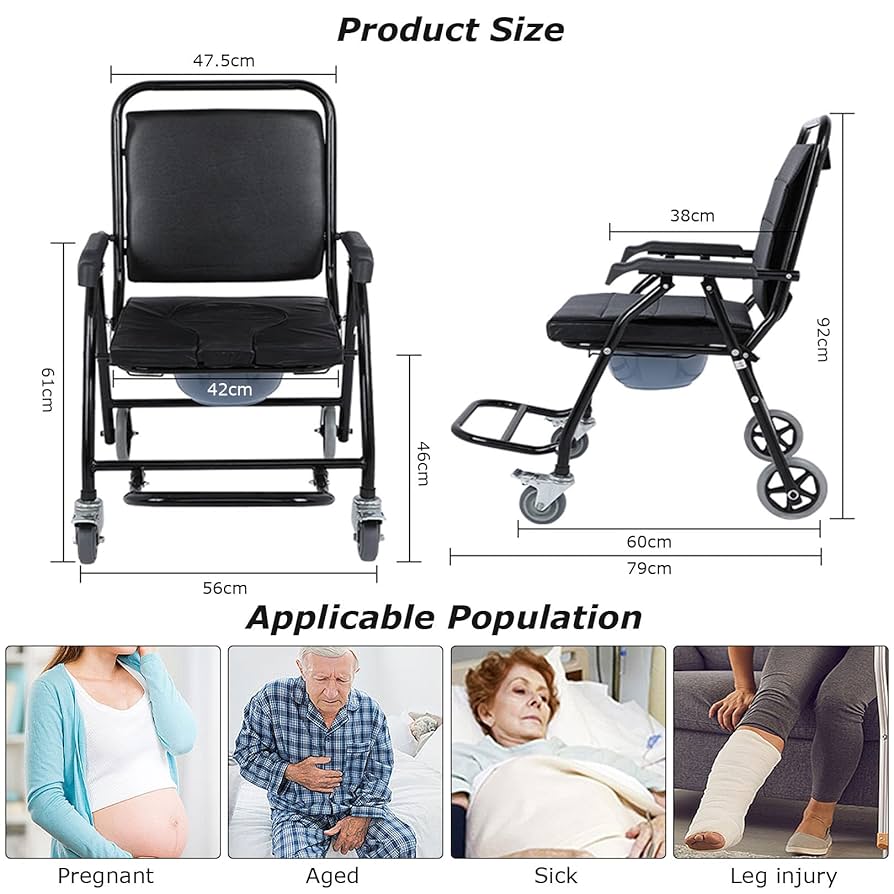 Amazon.co.jp: 移動用シャワー車椅子、4つのキャスター付き移動