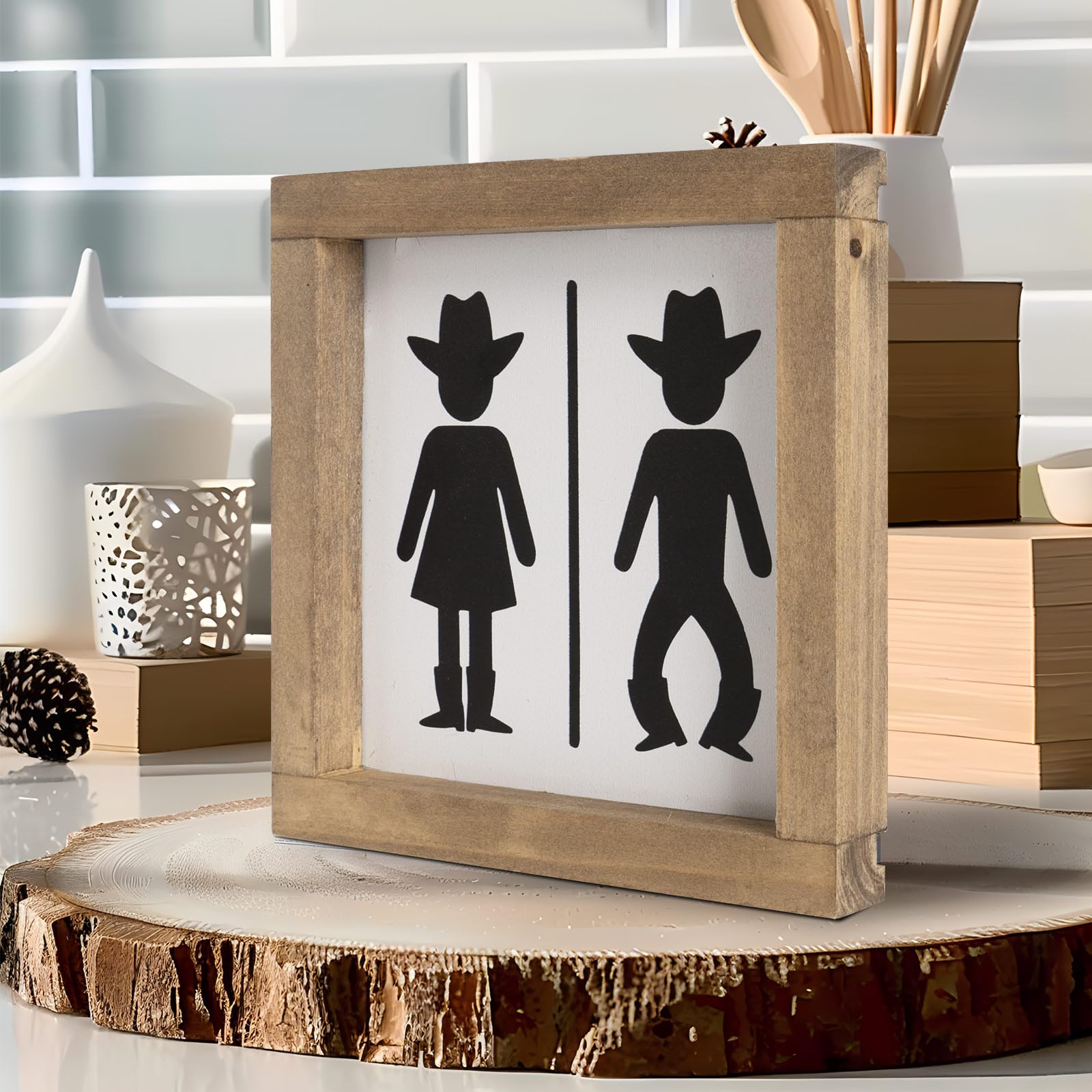 Cartel De Baño De Madera Rústico | Letrero Divertido Para Puerta | Decoración Campestre Para Casa, Restaurante O Oficina