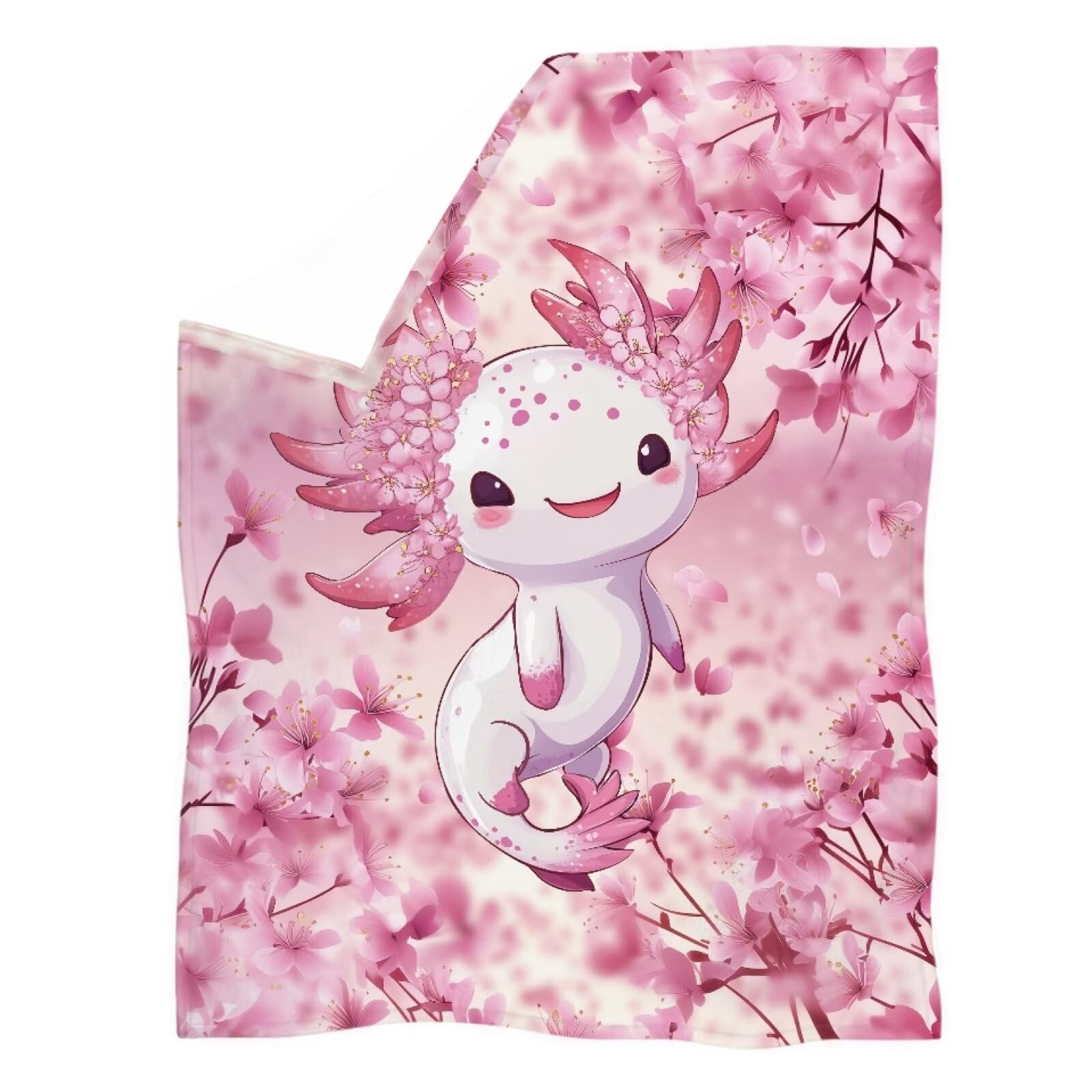 chaqlin Kawai Pink Axolotl Blanket for Girls Cute Throw Blanket Cozy Plush Bed Flannel Blanket Axolotl Gifts Toys for Girls Birthday Gifts โ image 1