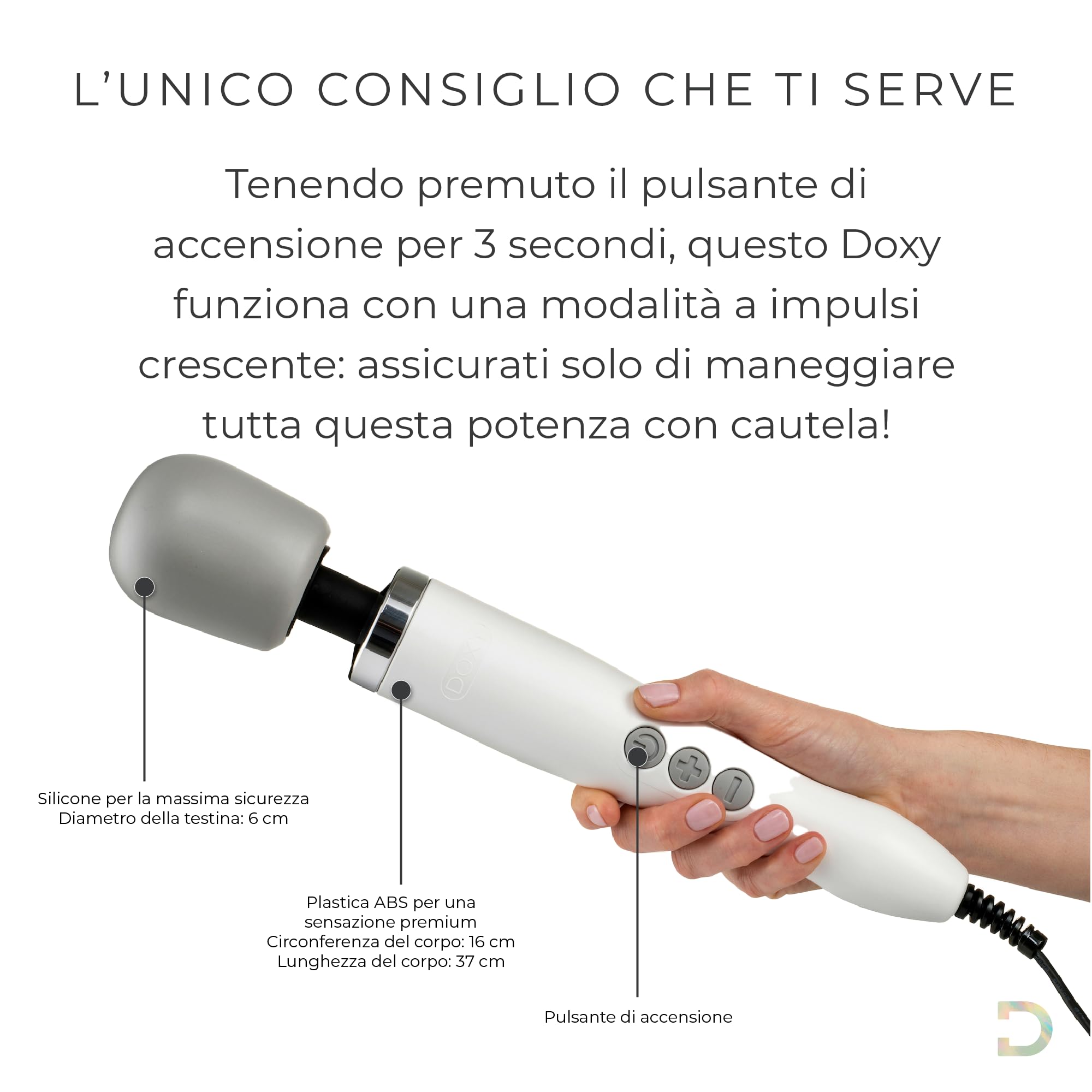 Doxy Premium Vibrator Magic Wand Massage for Women; La bacchetta magica femminile vibratore - White