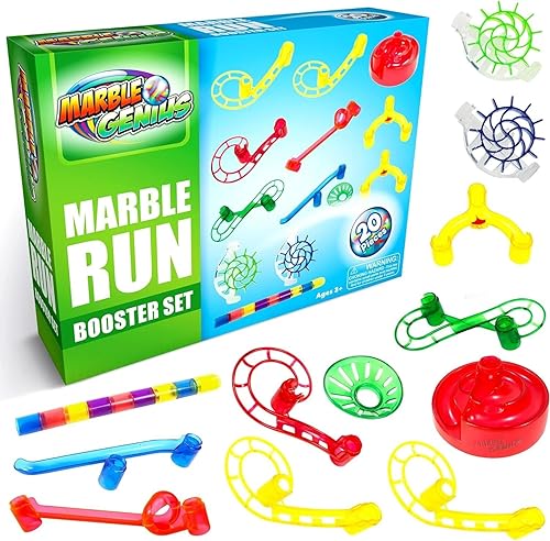 Marble Genius Marble Run Booster Set - 20 piezas en total (mármoles no incluidos), bloques de construcción de juguetes para edades de 3 años en