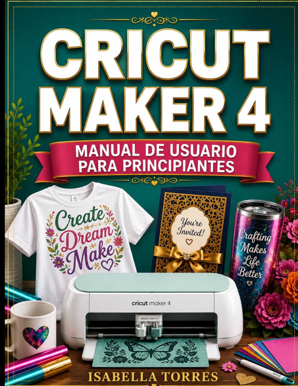 CRICUT MAKER 4 MANUAL DE USUARIO PARA PRINCIPIANTES: Una guía práctica completa para la configuración de máquinas, el dominio del espacio de diseño, ... resolución de problemas para principiantes.
