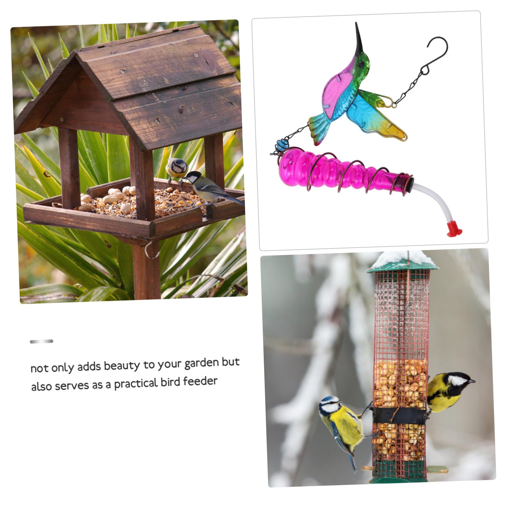 BESPORTBLE 4piezas Comedero Colgante De para Pájaros Alimentador Decorativo De Jardín Bebedero De Hierro para Exteriores Instalación y Limpieza Diseño para Agua y