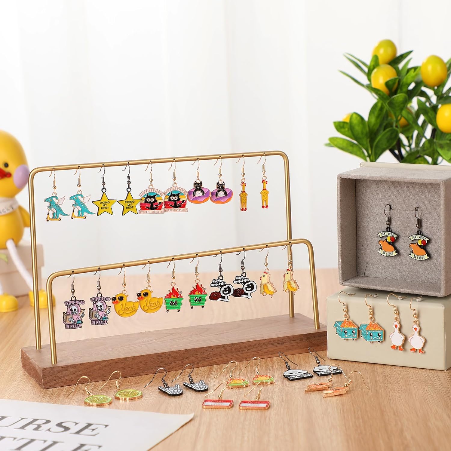 Nosiny 36 Pairs Funny Earrings Bulk for Women Pickle Black Cat Dangle Drop Earrings Studs Cute Weird Funny Jewelry Set Gifts - Image 4