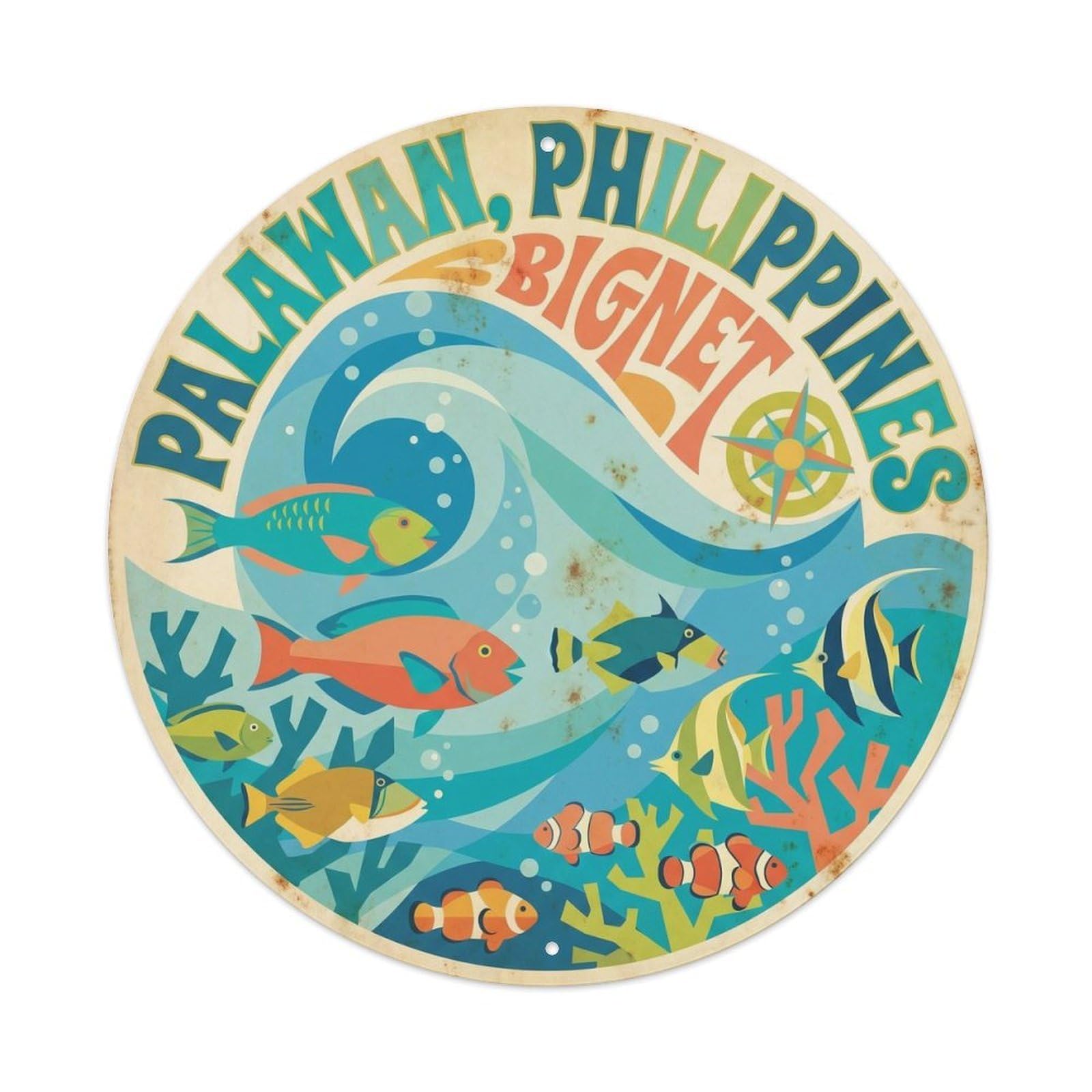 Tubbataha Tropical Fish Palawan Reef Travel Shipwreck Metal Tin Sign