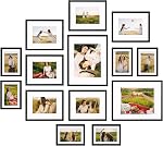 Giftgarden 14 Pack cadres d'image noir avec tapis pour différentes tailles Photos, Assortiment de cadre maté ensemble comprenant deux 11x14, Six 8x10, Six 5x7, Collage de cadre pour affichage mural ou tabletop