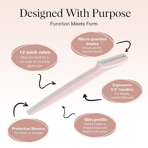 Vista 4 de Kitsch Dermaplane Razor for Women Face – Face Razors for Women & Men, Eyebrow Trimmer & Face Shaver – Exfoliating Facial Razor & Skin Care Tool for