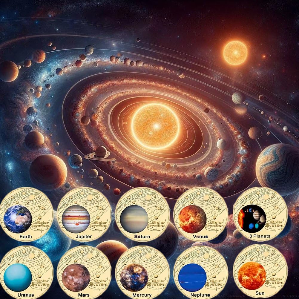 Moneda De Desafío del Solar, 10 Monedas Conmemorativas del Solar, Medalla De Recuerdo para Entusiastas De Los Planetas.