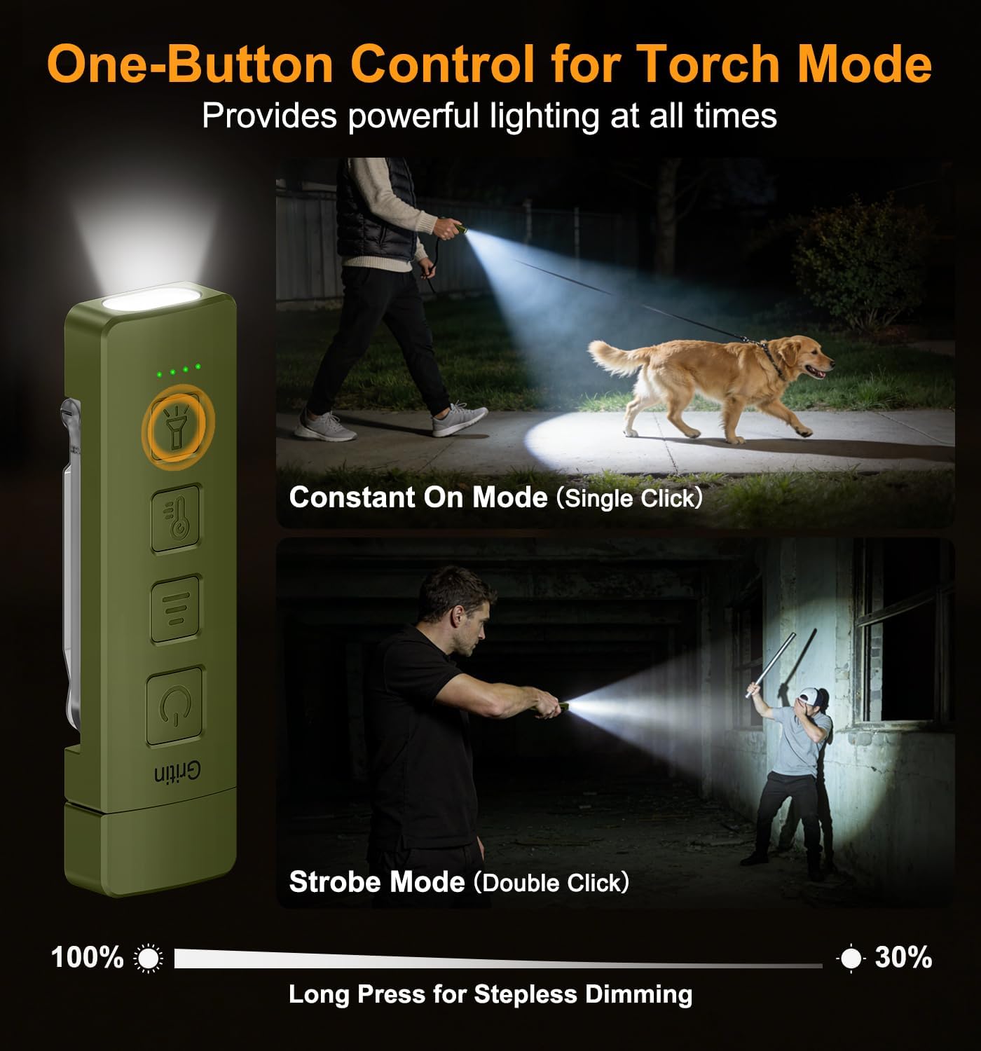 Gritin G1316 showing flashlight mode in use.