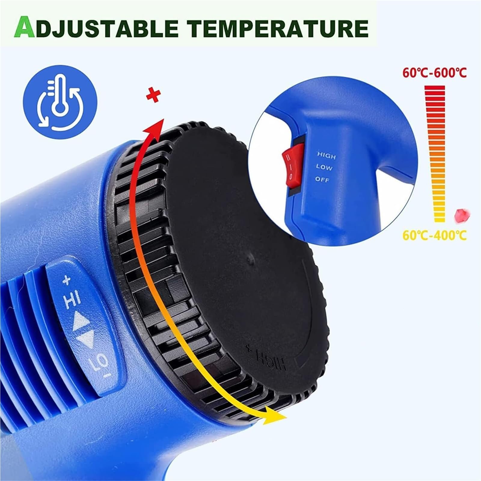 Przenośny pistolet termokurczliwy z cyfrową regulacją temperatury, opalarka z regulacją temperatury do termokurczliwości kapsułek PVC, a