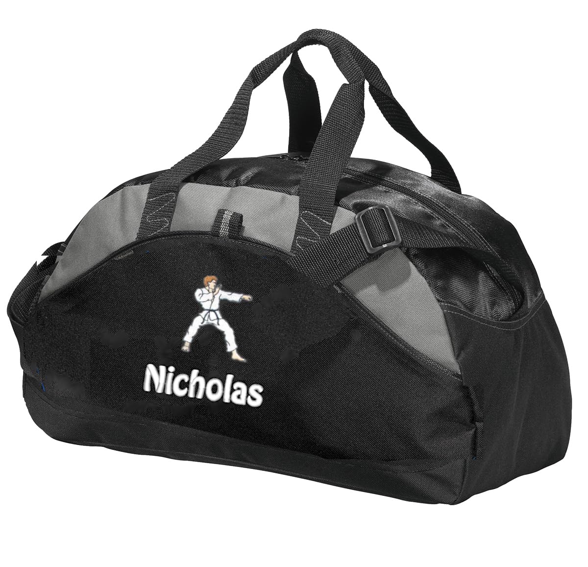 Personalized Karate Duffel Bag, Men and Women, Custom Sport Bag with Monogrammed Name, Black