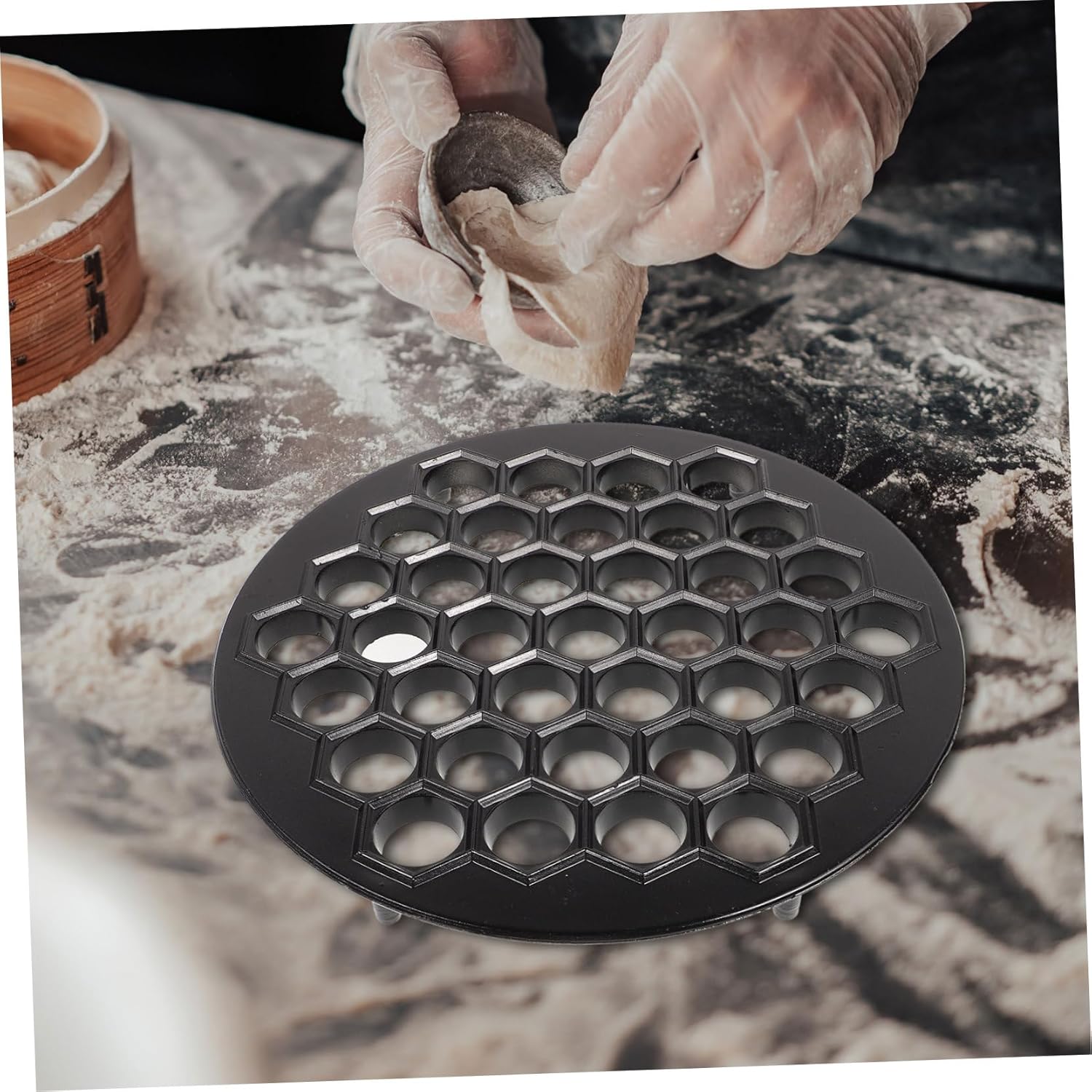 PRETYZOOM 37holes Dumpling Maker Zinc Alloy Jiaozi Mold for Fast Dumpling Press Home Kitchen Accessory Space-saving Design Easy to Use