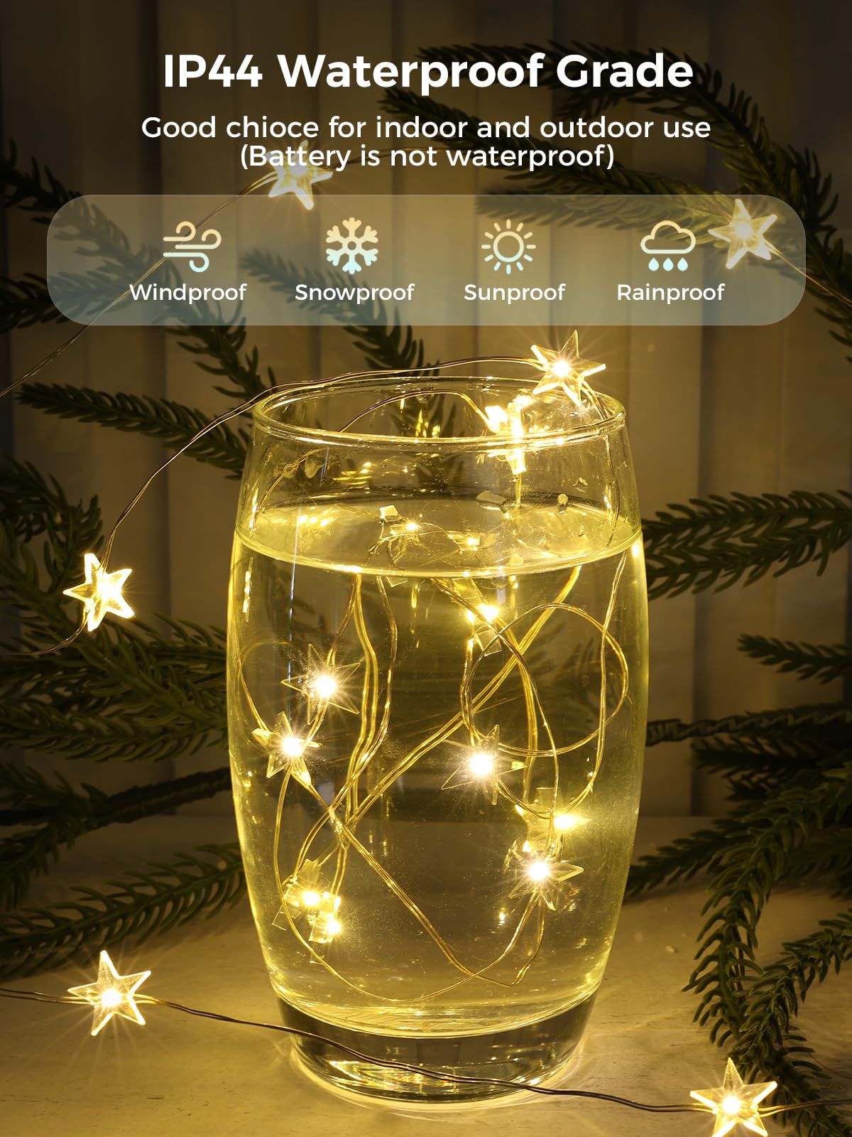 12 confezioni di 20 luci LED a forma di stella, 2 m, a batteria, impermeabili, scintillanti, per fai da te, bottiglie, tavolo, Natale, Ramadan, matrimonio, Halloween, decorazione bianca calda