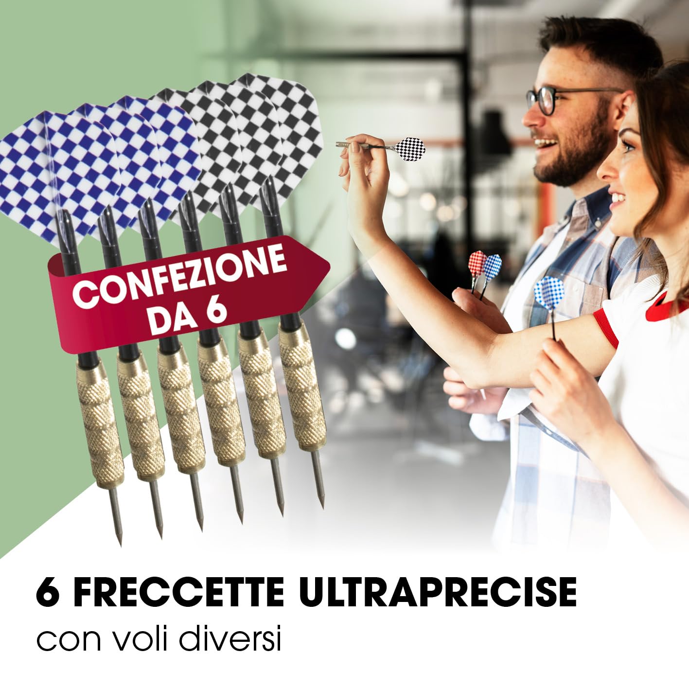 Bersaglio per freccette | Set completo con 6 freccette e illuminazione opzionale | Freccette in acciaio incl. alette | Bersaglio in sisal con anello protettivo | Dartboard standard