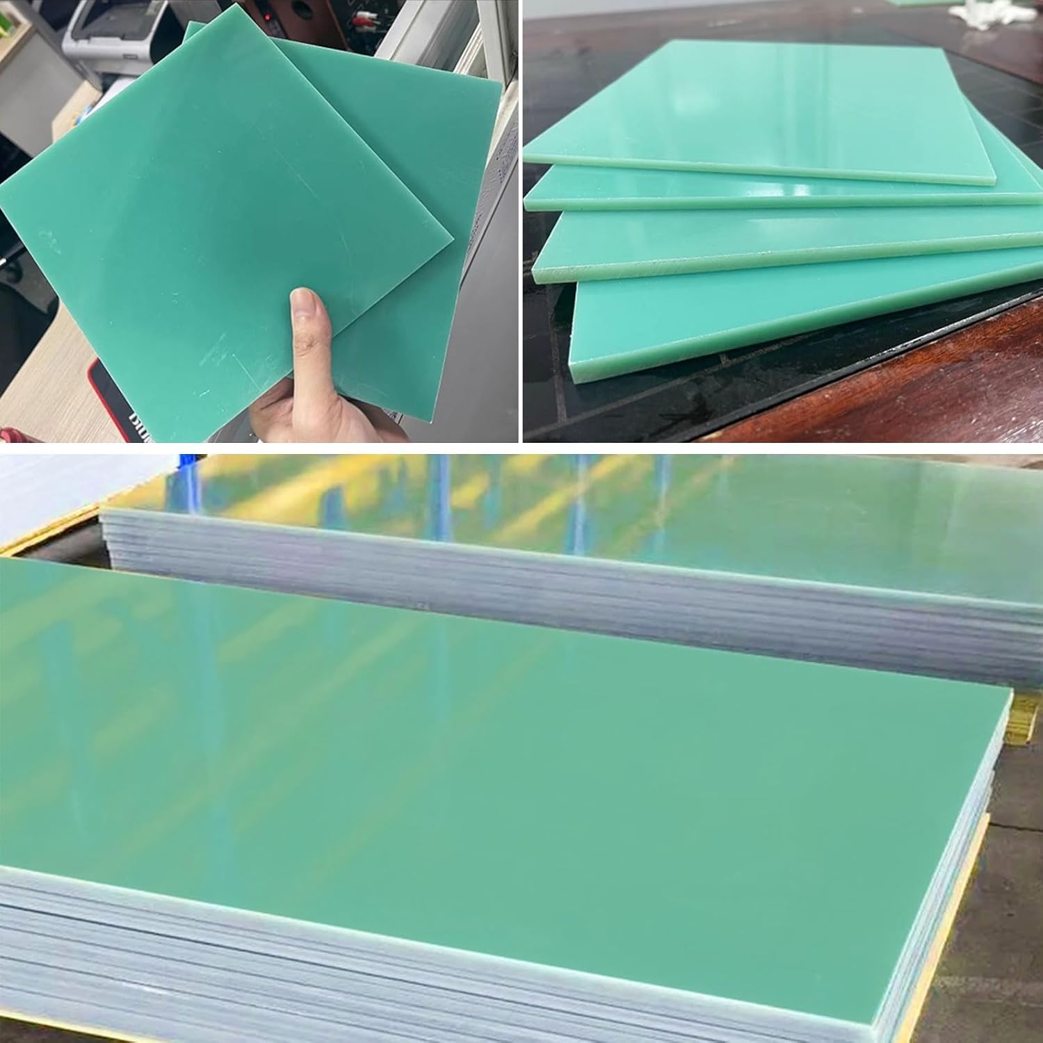1 Placa Aislante de Resina epoxi FR4 de Fibra de Vidrio de 500x500 mm, Color Verde Agua 3024(500 * 500 * 3mm)