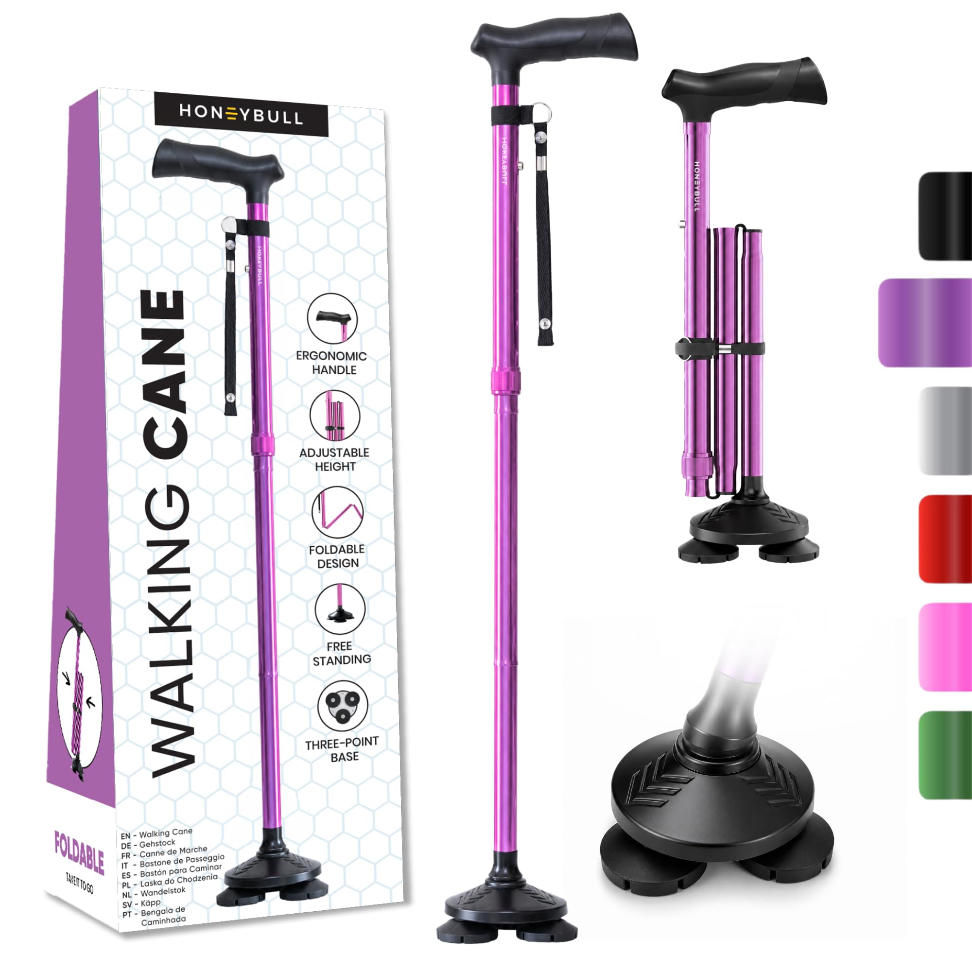 HONEYBULL Free Standing Folding Cane