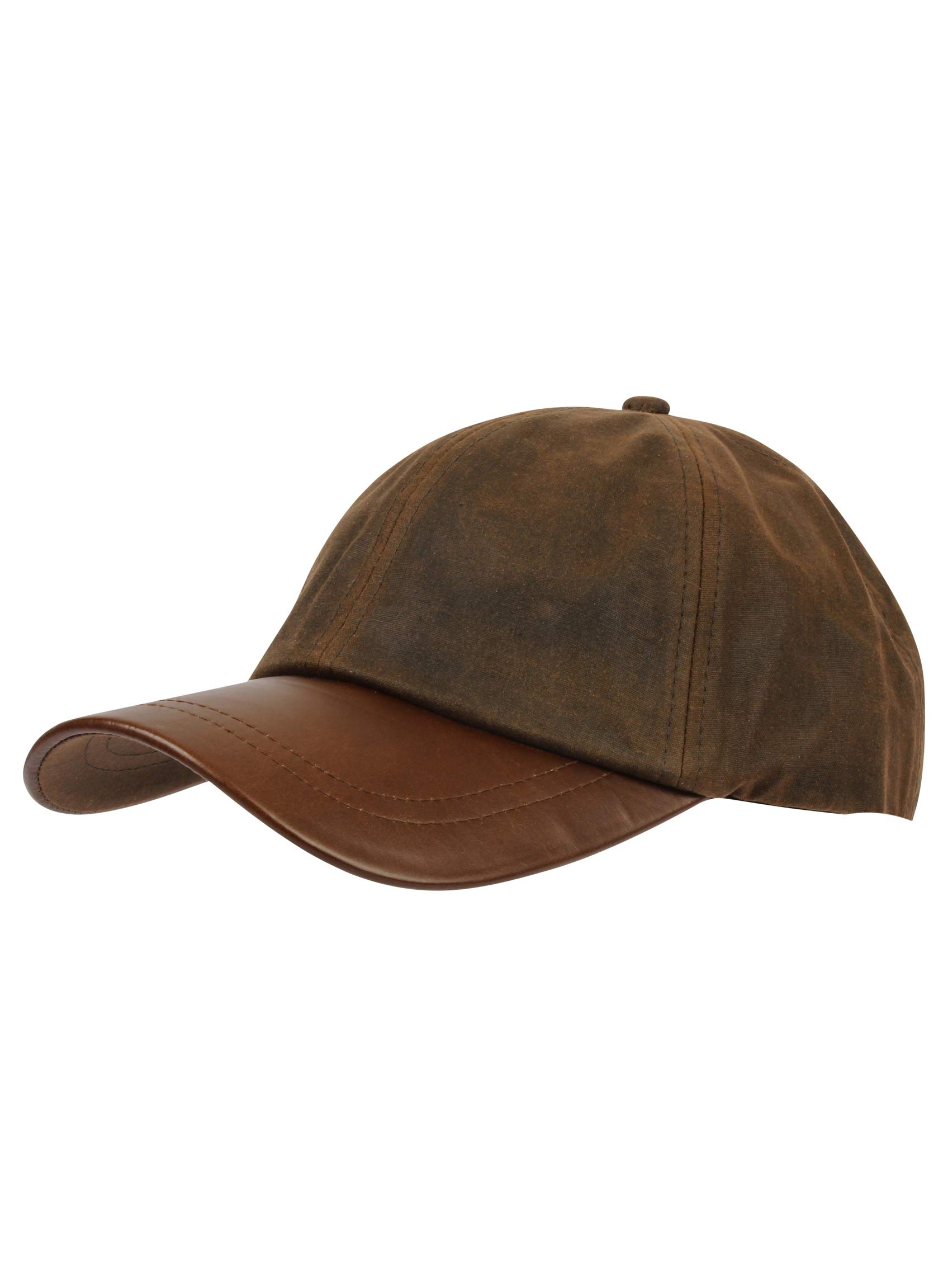Nicky Adams Countrywear Men's Brown Waterproof Waxed Cotton Baseball Cap With Genuine Leather Peak - Adjustable Outdoor Cap For Fishing, Hunting, And Leisure – Made In Uk