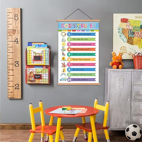 Miniatura 3 de KAIRNE Impresión artística de las Escrituras de Dios con colgador magnético de madera, imágenes cristianas colgantes, versículos de la Biblia,