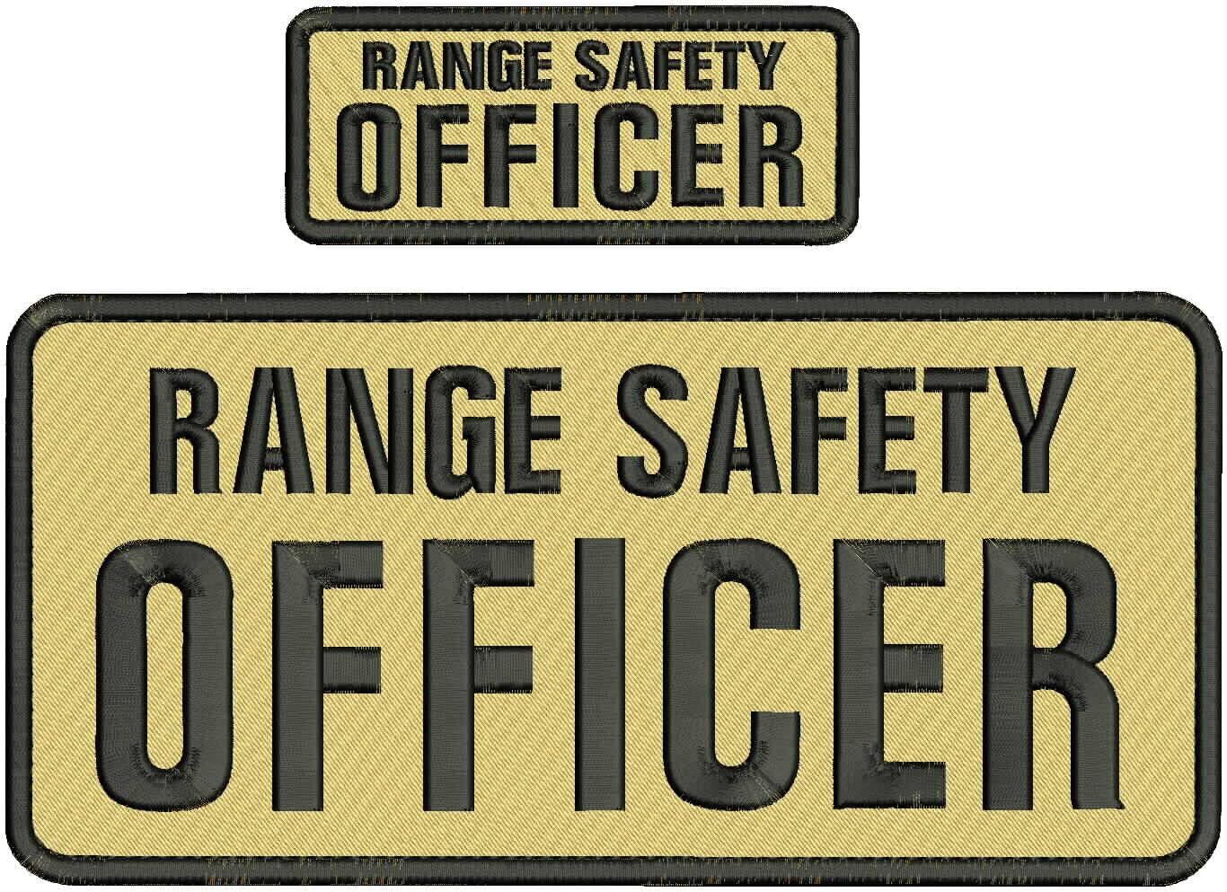 Special Patches for Velcro Patches for Uniform for Range S A F E T Y Officer EMB Patch 11 X 5 & 5X2 Hook ON Back TAN/Black Model-Q-X989-1718