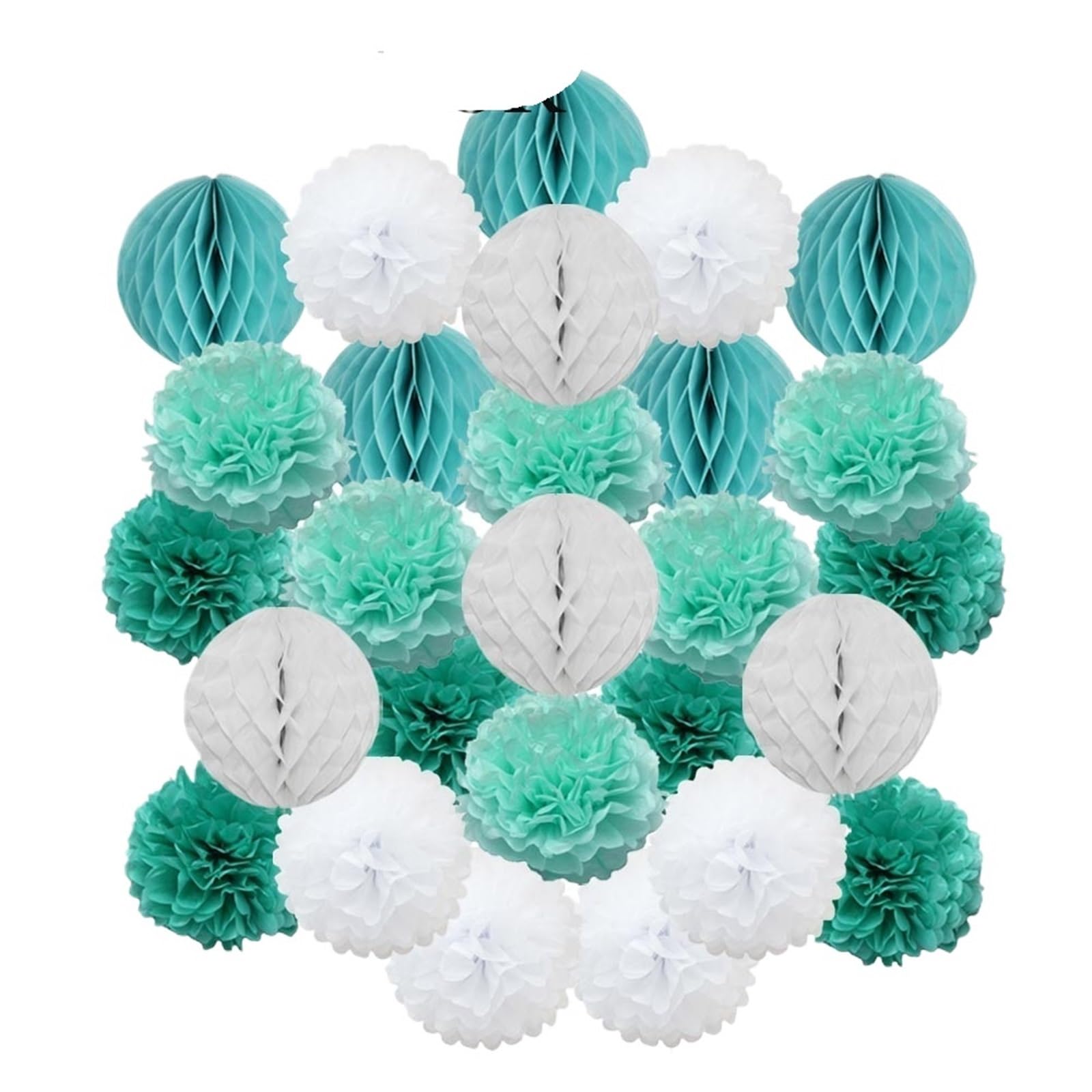 Paper Pom Poms Wedding Ceremony DIY Decoration Hanging Round Ball Honeycomb Paper Pompom for Baptism Birthday Party Favor(Mint Set,10inch(25cm))