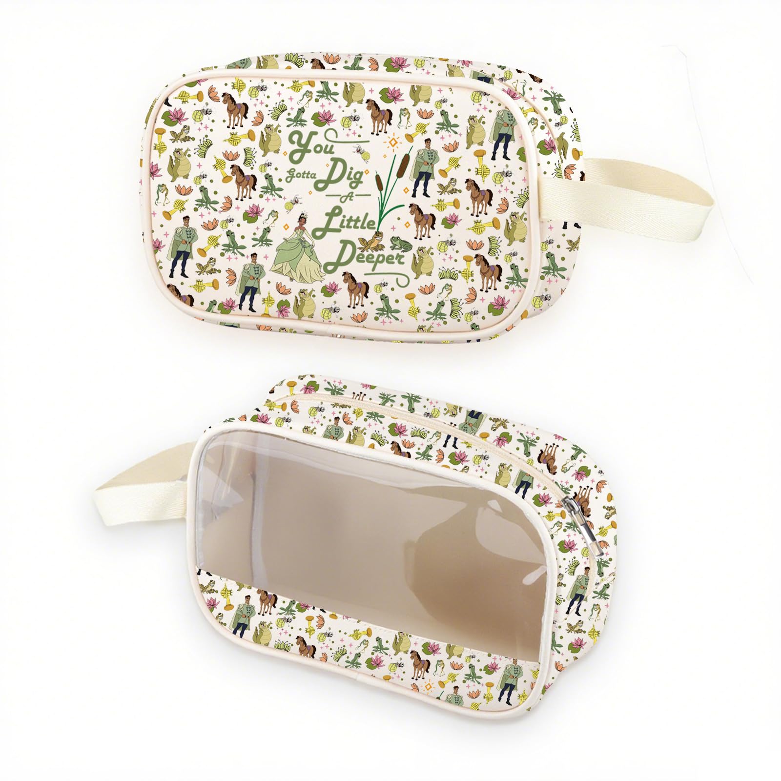 TGBJE Princess Inspired Clear Cosmetic Bag Frog Princess Gift You Gotta Dig A Little Deeper Grocery Bag Cartoon Movie Gift (Deeper)