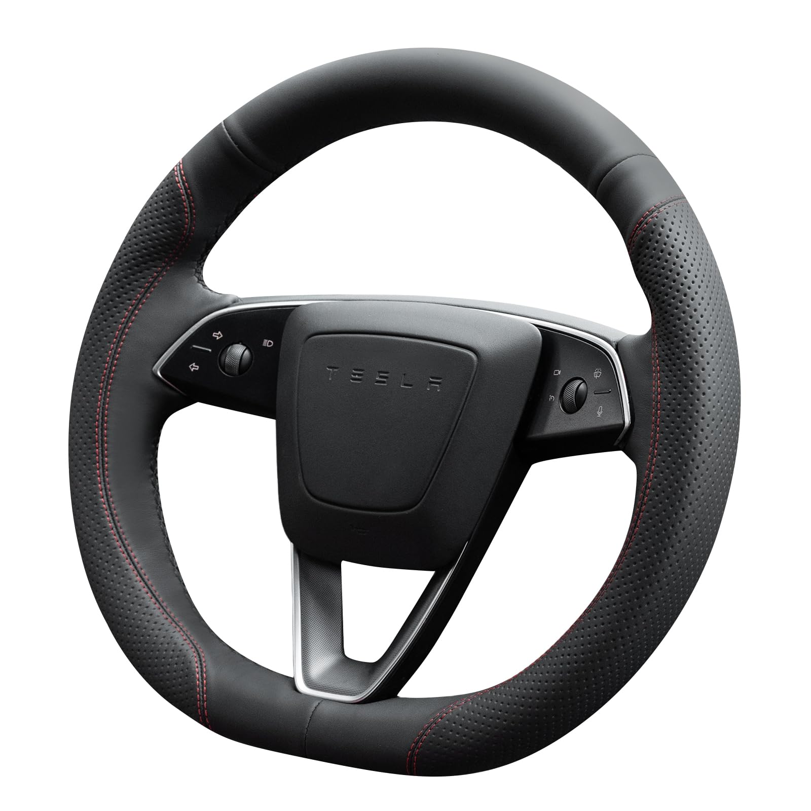MEWANT Funda para volante de piel de microfibra auténtica de fácil costura de 30 minutos, compatible con Tesla Model 3 Highland 2023-2026 Model Y Juniper 2025-2026, compatible con calentador, ajuste
