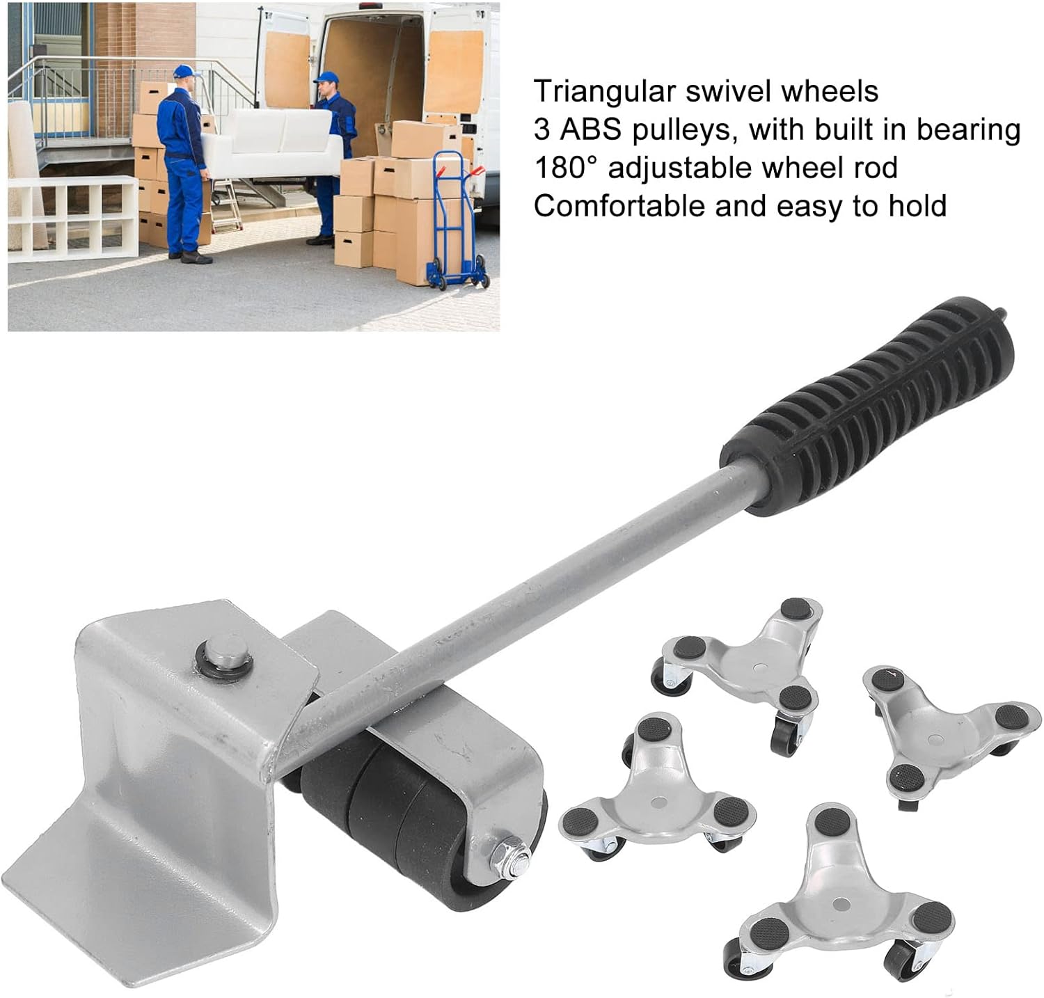 BestAlice 5Pcs Furniture Lifter Tool Furniture Dolly, Furniture Movers Slides Kit, Heavy Duty Furniture Moving Wheel with Lifter Iron Moving Dolly Set for Home Heavy Goods