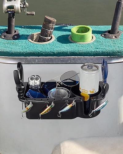 Miniatura 7 de KEMIMOTO Organizador de barco, ajuste universal para bajo, kayak, pontón, barco Jon, organizador de pesca, almacenamiento de cabina
