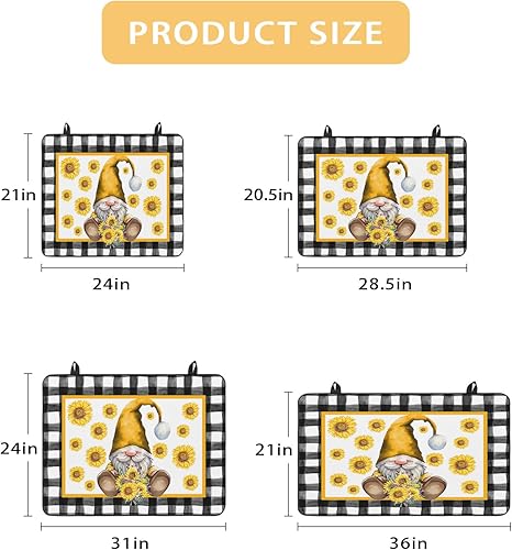 Miniatura 8 de Cubierta de estufa para estufa eléctrica, girasoles de gnomo de otoño, diseño de búfalo negro y blanco, cubierta superior de estufa a cuadros para