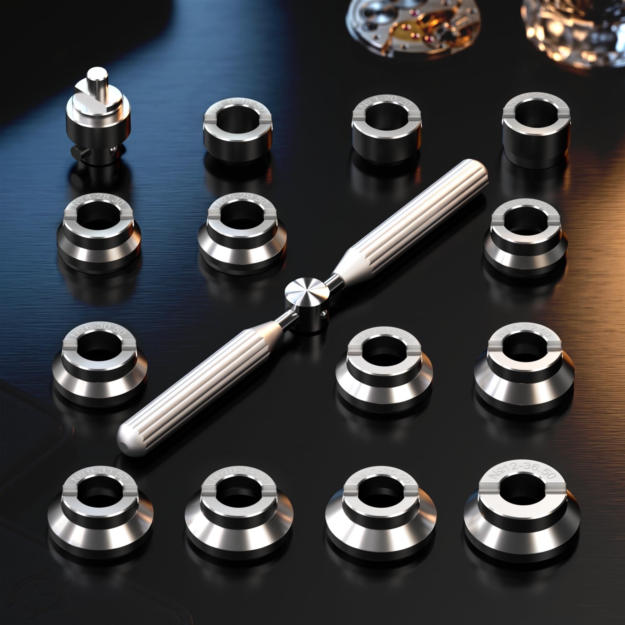 Herramienta de extracción de fondo de reloj, 5537 herramientas de apertura de caja de reloj, kit de herramientas de reparación de relojes de aleación de acero resistente para Rolex Tudor con 13