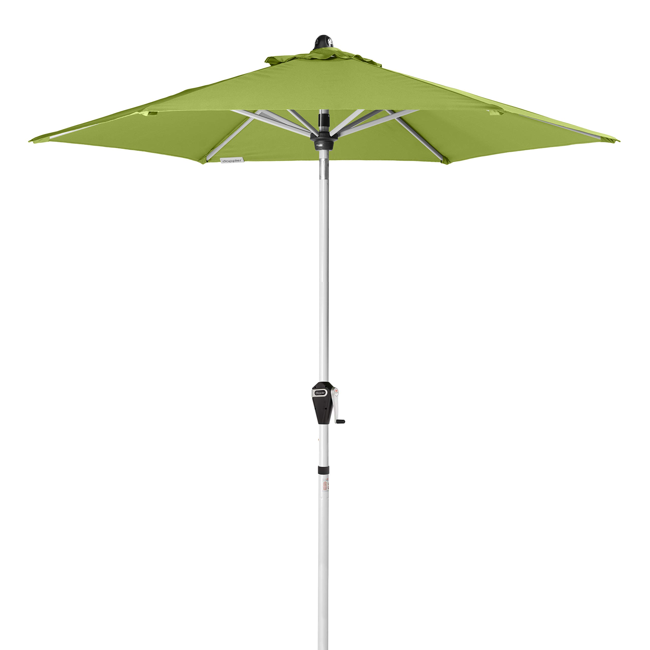 Doppler Sombrilla de jardín Active Auto Tilt Ø 210 cm: manivela con inclinación automática, plegable, protección UV FPS 50+, poliéster resistente a la intemperie, estructura de acero en color plata