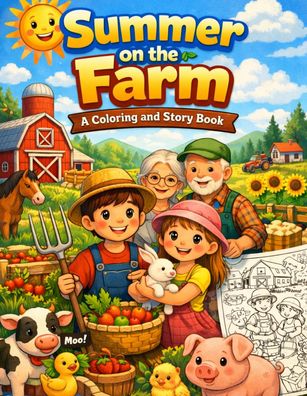 Summer On The Farm – A Coloring And Story Book: A Fun and Educational Coloring and Story Book About Summer Adventures on the Farm
